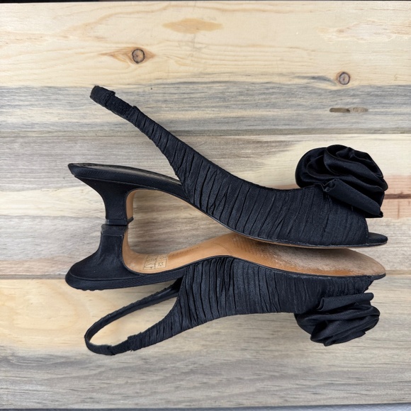 J.Renee Black Slingback Satin Slip On Kitten Heel Dress Shoe Size 7 - Picture 10 of 14